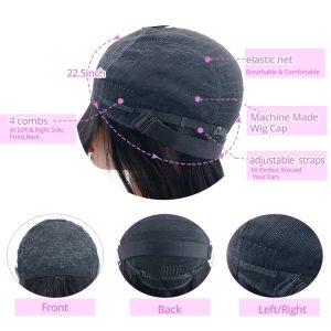 maady hair luxury machine made black wig remy hair tc068