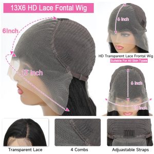 maady hair luxury natural black asian raw hair 13x6 hd lace front wig deep wave human hair wig