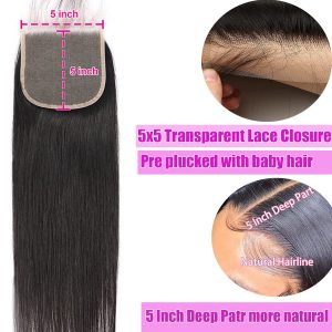 maady hair luxury remy hair 5x5 straight closure