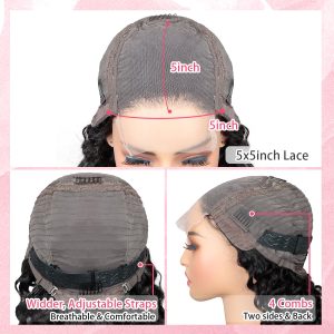 maady hair luxury natural black asian raw hair 5x5 hd lace closure straight bob human hair wig
