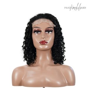 maady hair luxury natural black remy hair 5x5 lace closure deep wave 12 inch bob human hair wig