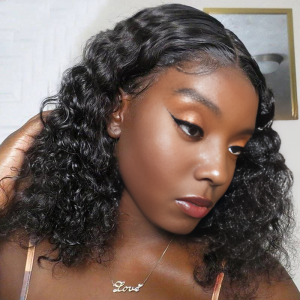 maady hair luxury natural black remy hair 5x5 lace closure deep wave 12 inch bob human hair wig