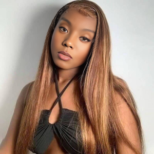 maady hair luxury 13x4 straight lace front wig m4&27 highlight remy hair 26 inch
