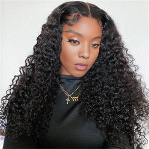 maady hair luxury 13x4 deep wave lace front wig natural black remy hair