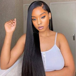 maady hair luxury 13x6 double drams straight lace front wig black remy hair