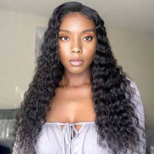 maady hair luxury glueless remy hair 5x5 lace closure deep wave human hair wig